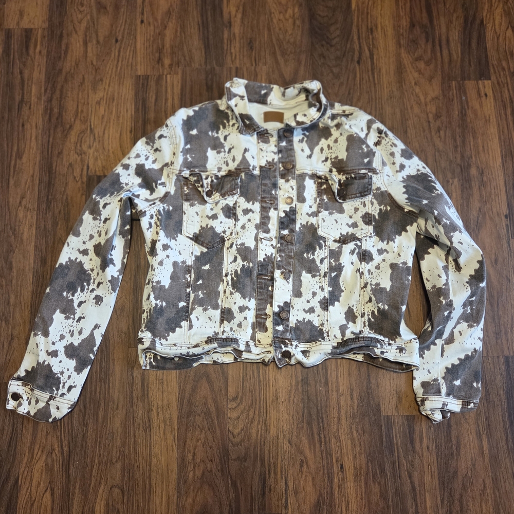 Judy Blue Cow Print Denim Jacket